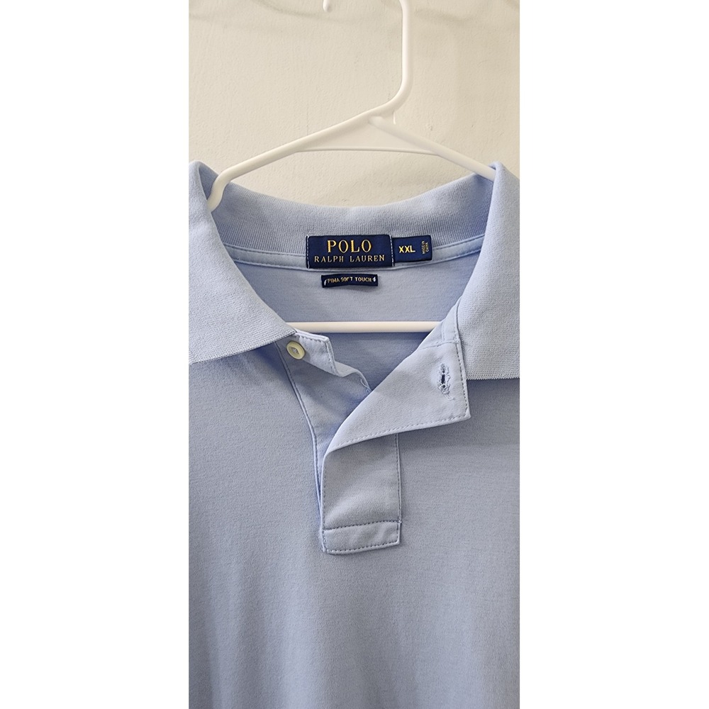 Polo Ralph Lauren Pima Soft Touch Polo Shirt Mens XXL Light Blue Short Sleeve - Picture 4 of 9